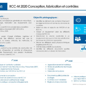 F1801 - RCC-M 2020 Conception, fabrication et contrôles  - 2 jours