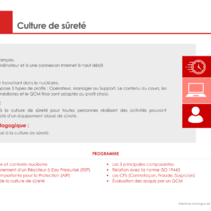 E-learning : Culture de sûreté nucléaire