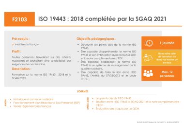 F2103 - ISO 19443 : 2018 complétée par la SGAQ 2021