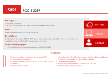 E-learning : RCC-E 2019